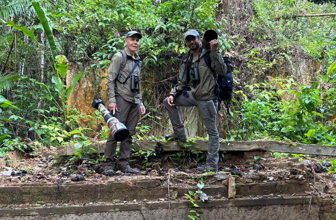 Biologists in forest of Brazil